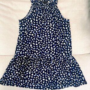 Banana Republic Sleeveless Ruffle Hem Top – Navy Blue/White Print – Size Small